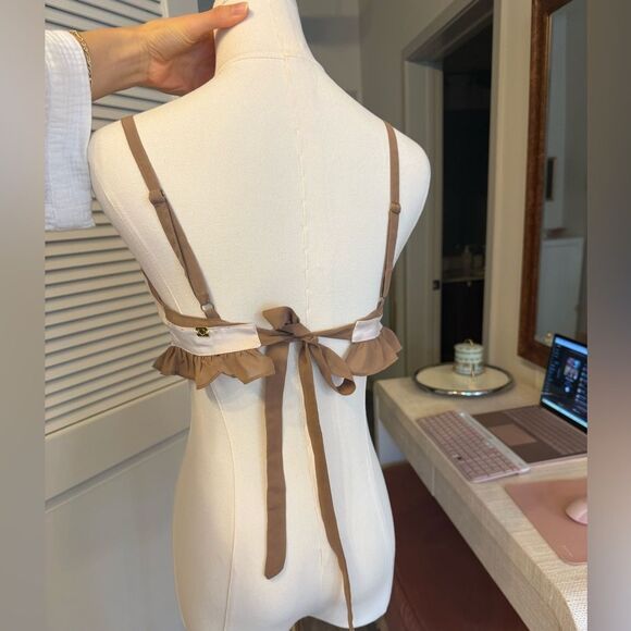 Y2k satin For love & lemons skivvies lingerie dainty bra top blush and brown S - Picture 12 of 12